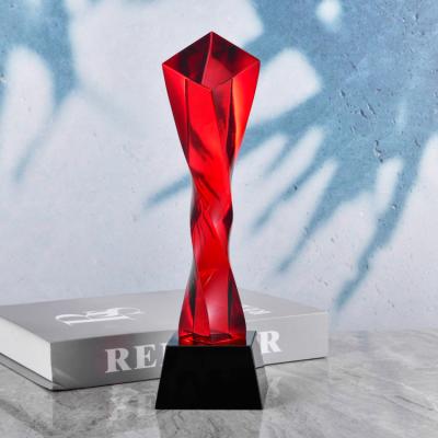 China Direct Red Crystal Champion Trophy Trofeo De Cristal Wholesale Europe High Level Clear for sale