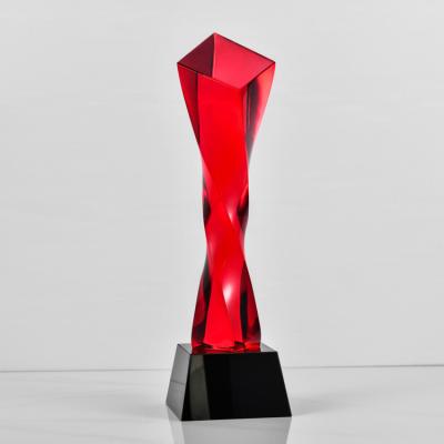 China Wholesale Transparent Red Crystal Award Trophy Eco-friendly Special Design From Europe for sale