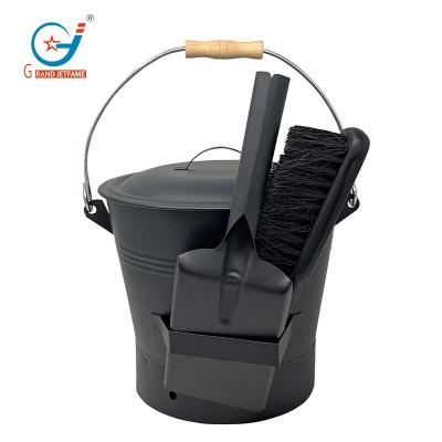 China Eco-Friendly Fireplace Fireside Accessory Charcoal And Indoor Outdoor Use Ash Bucket With Shovel And Hand Broom Trough for sale