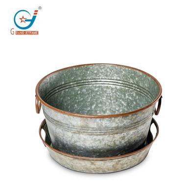 China Sustainable Galvanized Metal Tub And Beverage Tray Ice Bucket Set for sale