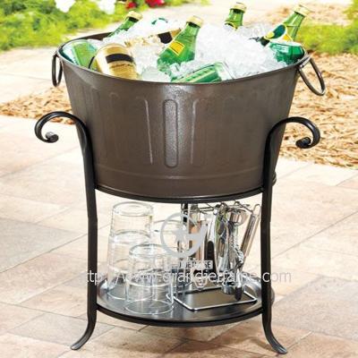 China Sustainable Metal Party Tub With Stand Ice Bucket Beverage Party Tub for sale