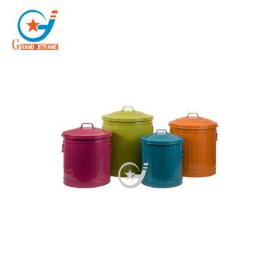 China Viable Kitchen Metal Trash Bin Colorful Galvanized Waste Bin for sale