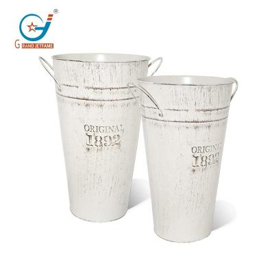 China Minimalist Galvanized Flower Vase Wedding Sparkler Bucket French Country Buckets for sale