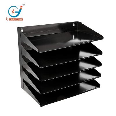 China Fixed Galvanized Metal Office Document Letter Tray Organizer Magazine Holder Support Tray for sale