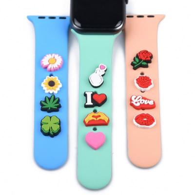 China Silicone Rubber Charms For Apple Watch Strap Band Ornament Me Watch Parts For Apple Watch Band Charms Accessories For Strap Charms for sale