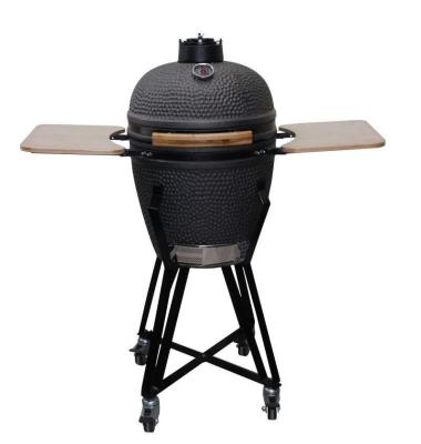 Chine Couleur noire mate de gril de charbon de bois de gril de Kamado de 20 pouces en céramique 51cm avec le chariot et les tables latérales à vendre