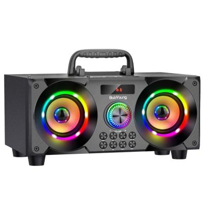 China Phone Operate Portable Speakers With FM Radio Remote Control Boombox Bass Wooden Outdoor Party Speaker Subwoofer 60W Wireless Stereo Support for sale