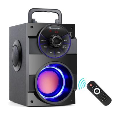 China Portable Blue Tooth 5.0 Subwoofer Stereo Bass LED Flashing Light Radio Speakers Lights Sound Box Column Support FM Radio Remote Control for sale