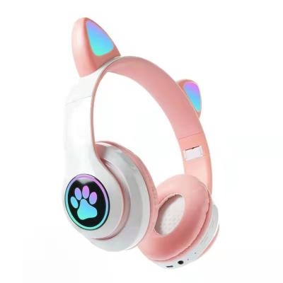 China With RGB LED Lights Wireless Headphones Cat Ears Bluetooths 5.0 Kids Earphone With MIC LED Lights Up Kid Girl Stereo Music Headset Phone Headset Gift for sale