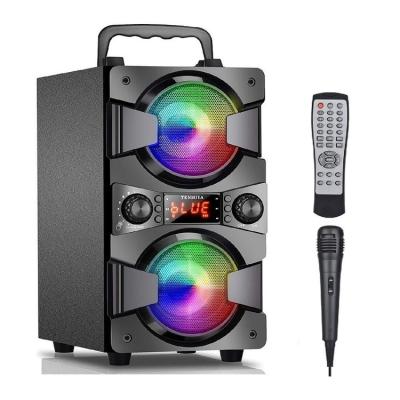 China Phone Feature Retro Party Speaker Boombox, Big Bass Wooden Tooth Speaker Under Power Speakers, Torre de Caixa de Som Powered Subwoofer with Mic for sale