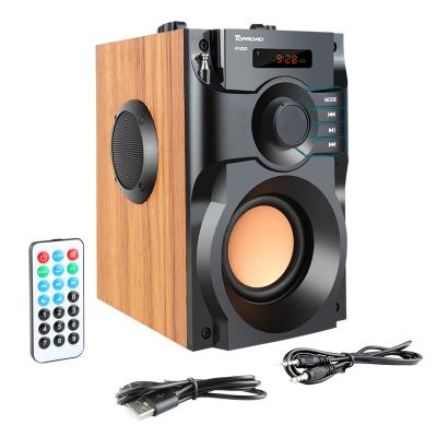 China No Tooth Loudspeakers 10W Subwoofer Bass FM Blue Wireless Portable Party Stereo Home Radio Wooden Column for sale