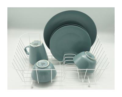 China Viable Single Liner White Vinyl Wire Drying Sink Metal Kitchen Storage Organizer Drainer Dish Racks for sale