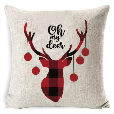 China Anti Dust Mite Christmas Tile Covers 18x18 Inch Christmas Pillow Case Canvas Black And Red Buffalo Plaid Pillow Case for sale