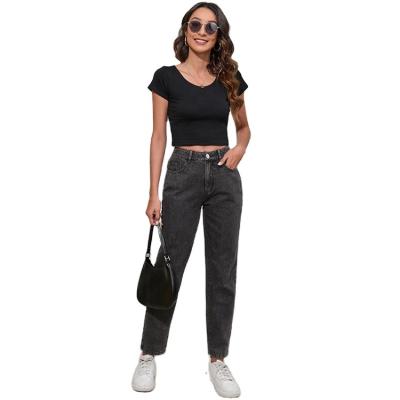 China Customized Basic Simple Casual Black Women's Jeans Waist Fit Denim QUICK DRY Jeans High for sale