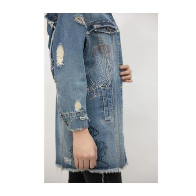 China Wholesale Designer Breathable Women Outerwear Customized From China Supplier Distressed Basic Fall Denim Shirts Sports Long Wholesale for sale