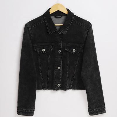 China QUICK DRY denim shirts wholesale fashion black jeans denim jacket for women denim jacket with long sleeves for sale