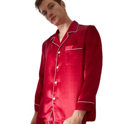 China Wholesale High Quality 100% Silk Long Sleeve QUICK DRY 2 Pieces Set Lightweight Pajamas Male Sleepwear for sale