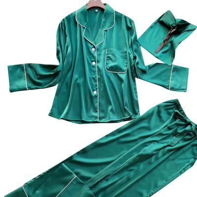 China High Quality QUICK DRY Customized Women Sleepwear Ladies Button Down Loungewear Female Soild Silk Like Satin Pajamas for sale