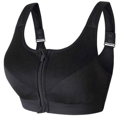 China Breathable Large Size Zipper Sexy Seamless Upper Front High Impact Workout Padded Adjustable Sports Fitness Running Bras Women Sportbra for sale