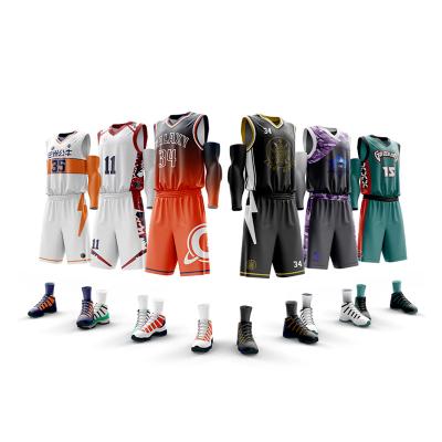 China Breathable Custom Reversible Basketball Jersey Youth Uniform Sets for sale