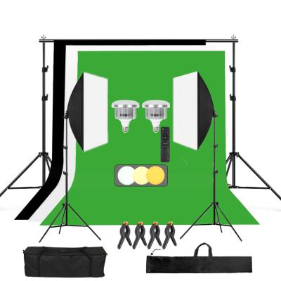 China 2x3M Screen Studio Video Light Background Stand Kit Photography Softbox Lighting Photography Muslin Backdrop Kit for Shooting Live Streaming for sale