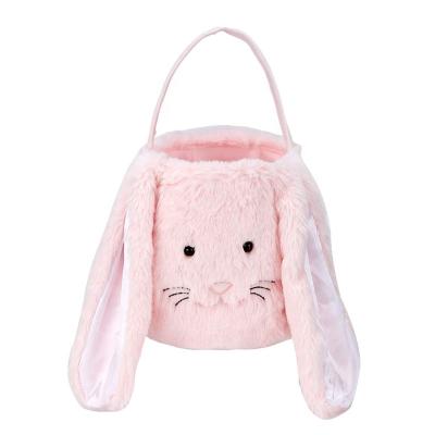 China Plush Bunny Easter Easter Bucket Baskets Party Props Bucket Handbags Kids Gift for sale