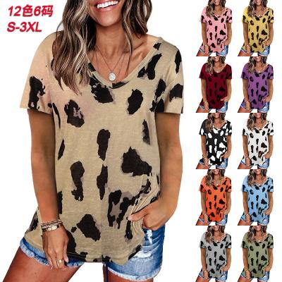 China Breathable Custom LOGO Fashion Print Loose Women Short Sleeve T-shirt Casual Tops for sale