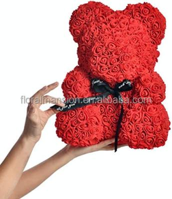 China Wholesale Fashionable 40cm Gift Artificial Moss Rose Rose Bear Rose Teddy Bear for Valentines Day Mother's Day for sale