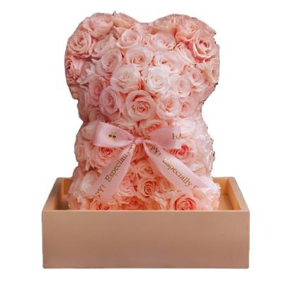 China Wedding Eternal Luxury Eternal Luxury Iced Green Rose Heart Bear Valentine's Day Flower Box Flower Gift Environmental Protection Custom Color for sale