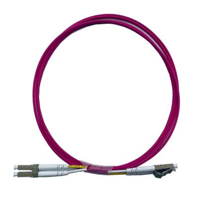 China FTTX LC/UPC-LC/UPC MM Duplex OM4 2.0mm 2 M LZSH Purple Fiber Optic Patch Cord for sale