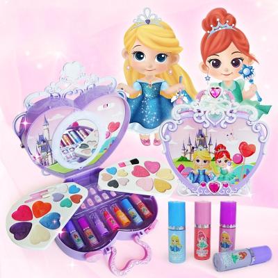 China Princess Portable Light Up Little Girls Deluxe Suitcase Pretend Kit Toy Makeup Make Up Play Cosmetic Set With DIY Painting Tools for sale