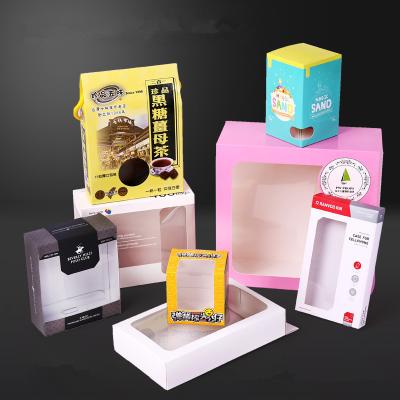 China Custom Colored Printed Pink Material & Ink Direct Factory Cardboard Echoes Packaging Clear Box With Window for sale