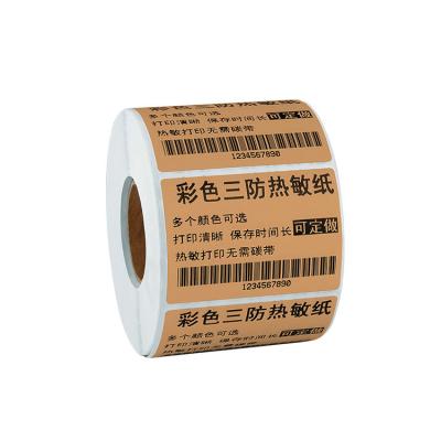 China Waterproof Yellow Barcode Product Label Stickers Custom Printing Colorful Thermal Sticker for sale