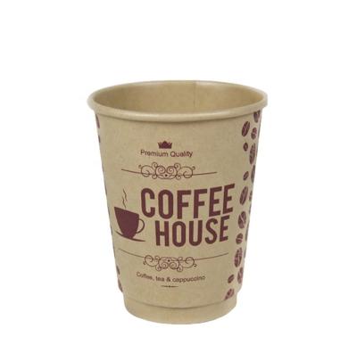 China Recyclable Disposable Biodegradable Kraft Paper Coffee Paper Cup With Plastic Lid for sale