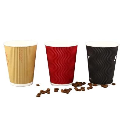 China Biodegradable Packaging KFC Ripple Disposable Multiple Wall Insulated Paper Cup for sale