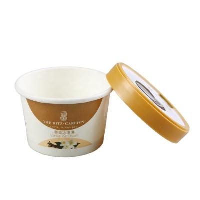 China 3 oz Biodegradable Ice Cream Yogurt Single Wall Paper Cup with Lid and Spoon for sale