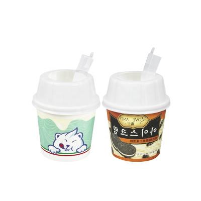 China Disposable Frozen Yogurt Cup Ice Cream Biodegradable Paper Wholesale Print Customized Logo Style Color for sale