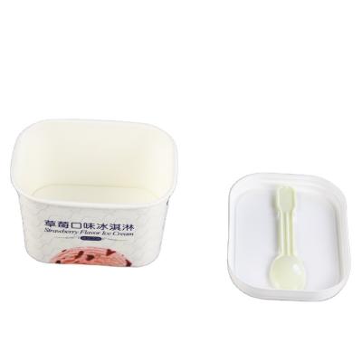 China Biodegradable Disposable Printing Paper Cups Ice Cream Disposable Custom Paper Cup With Lid Yogurt Containers for sale