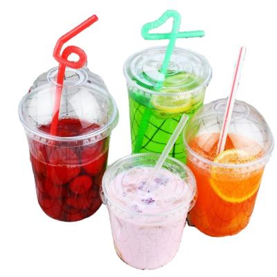 China Disposable Mached Soda Disposable Cold Drink Cup With Different Plastic Lids And Straw for sale