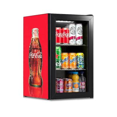 China Single-Temperature 70L glass door  bottle cooler black   beverage refrigerator  fridge car display showcase countertop  small beverage  cooler for sale