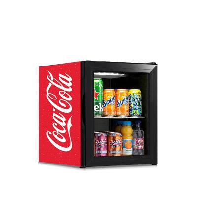 China Single-Temperature 35L glass door  bottle cooler black   beverage refrigerator  fridge car display showcase countertop  small beverage  cooler for sale