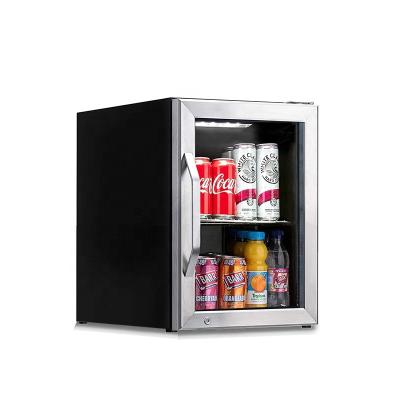 China 35L Single-Temperature Door Glass Bottle Cooler Black Beverage Fridge Small Car Refrigerator Display Showcase Countertop Beverage Cooler for sale