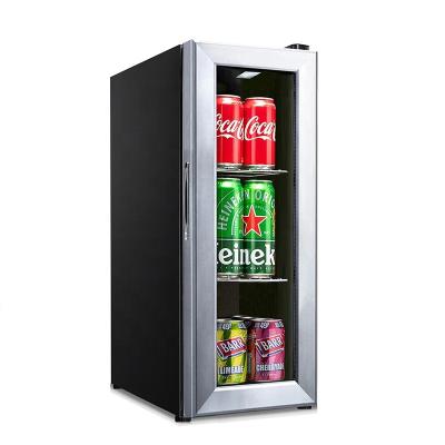 China Single-Temperature 16L LED Door Bottle Cooler Black Beverage Cooler Countertop Small Refrigerator Car Display Showcase Cooler for sale