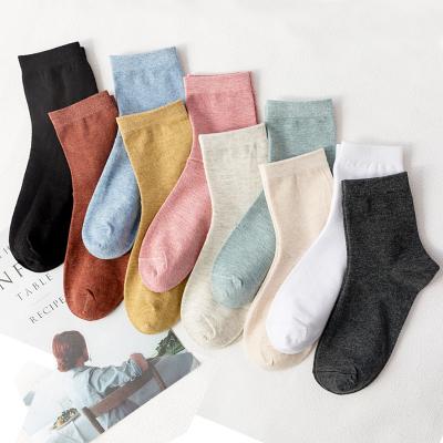 China Anti-Fault Korea Socks Japanese High School Girls High Loose Solid Colors Knitting Long Thickening Cotton Socks Women for sale