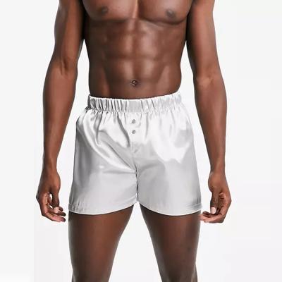 China Wholesale Custom Logo Anti-Wrinkle Logo Summer Mens Breathable 100% Polyester Shorts Pajama Satins Shorts for sale