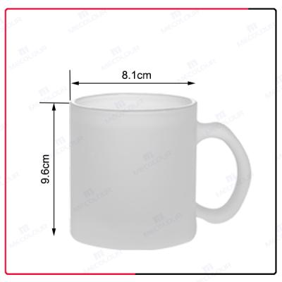 China Viable Mecolour Improve Quality Sublimation Blank 11oz Coated Frosted Glass Mug for sale