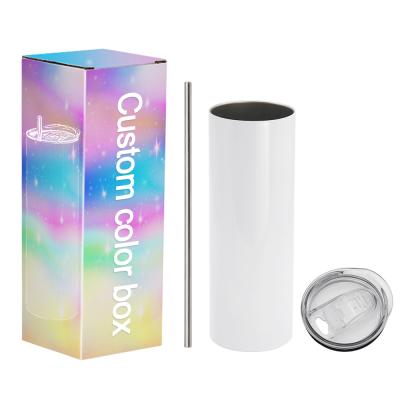 China 20 oz /30 oz Stainless Steel White Coffee Mug Sublimation Straight Cups With Sublimation Tumbler Empty USA Warehouse Vacuum Straws for sale