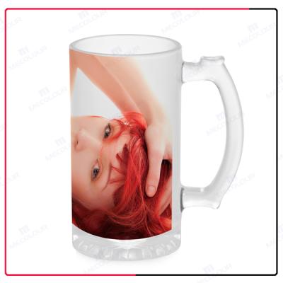 China Mecolour Viable 16oz Glass Sublimation Hot Sale Clear Frosted Empty Beer Mug for sale