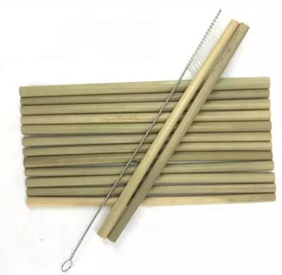 China Custom Natural Biodegradable Bamboo Straws 20cm Reusable Straight Straws With Brush for sale