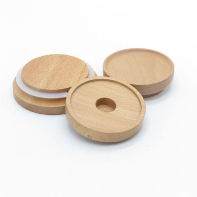 China Silikon-Ring Bamboo Jar Lid Storage-Glas-Kerze rütteln luftdichte Bambusdeckel zu verkaufen